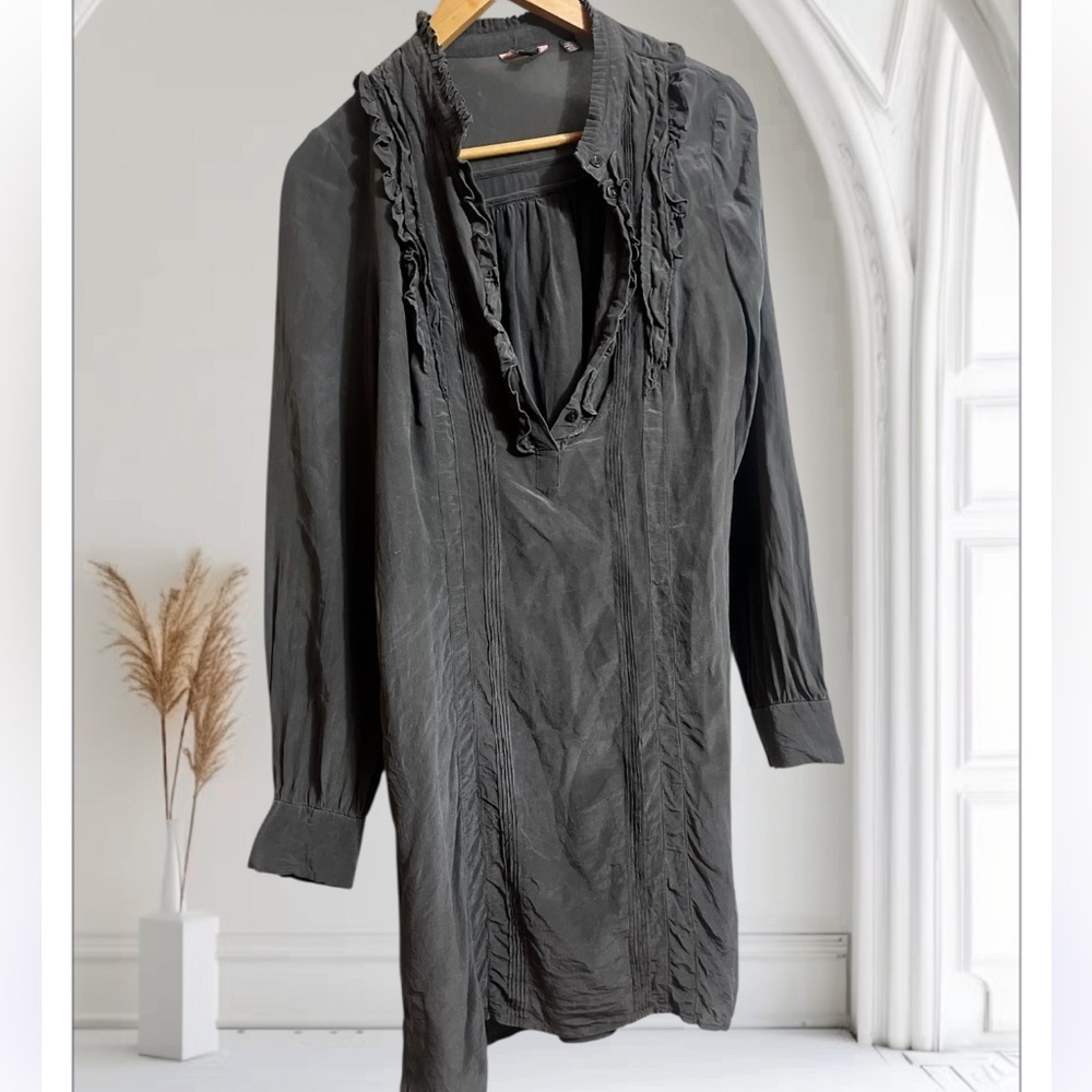 Ted Baker Black Button Up Ruffle Dress Sz 4 Women